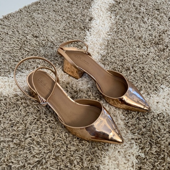 ASOS Shoes | Asos Rose Gold Block Heel Shoes | Poshmark
